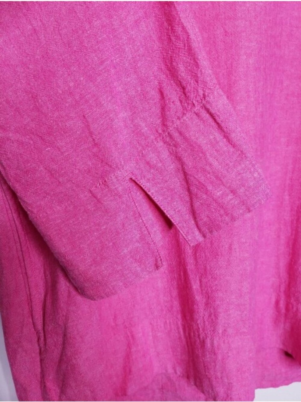 Lands End Pink Linen Blend Tunic V-Neck Pullover Blouse Top Women's Size Medium - Picture 3 of 8